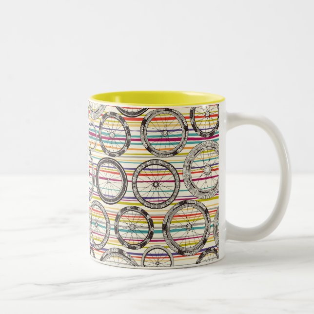 Tasse 2 Couleurs le vélo roule la rayure (Droit)