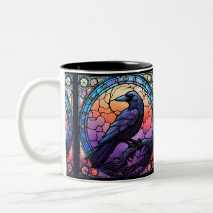 Tasse 2 Couleurs Le vitrail du corbeau effrayant