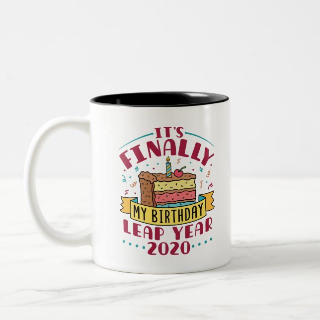 Tasse 2 Couleurs Leap Year 2020 C'est enfin mon anniversaire (Gauche)