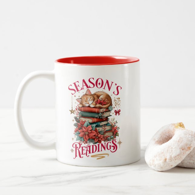 Tasse 2 Couleurs Lectures de saison Chaton douillet  (Avec donut)