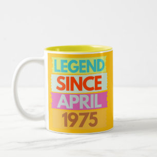 Tasse 2 Couleurs Légende depuis avril 1975 50e anniversaire Cadeau