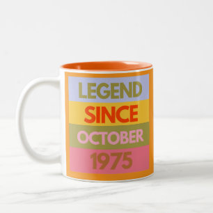 Tasse 2 Couleurs Légende depuis OCTOBRE 1975 50e anniversaire 50 an