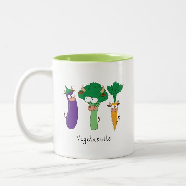 Tasse 2 Couleurs Légumes Bulls Joli Cartoon pour enfants (Gauche)