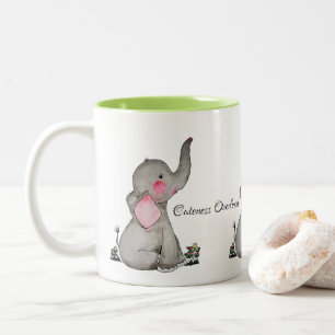 Tasse 2 Couleurs L'éléphant mignon de bébé d'aquarelle avec