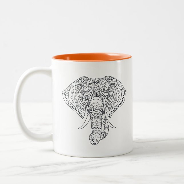 Tasse 2 Couleurs L'éléphant tribal Art animal africain (Gauche)