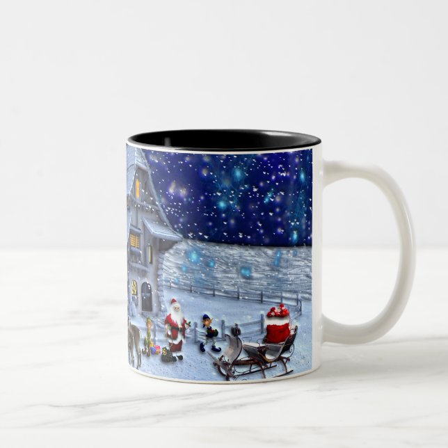 Tasse 2 Couleurs L'Elfe de Père Noël Rudolph (Droit)