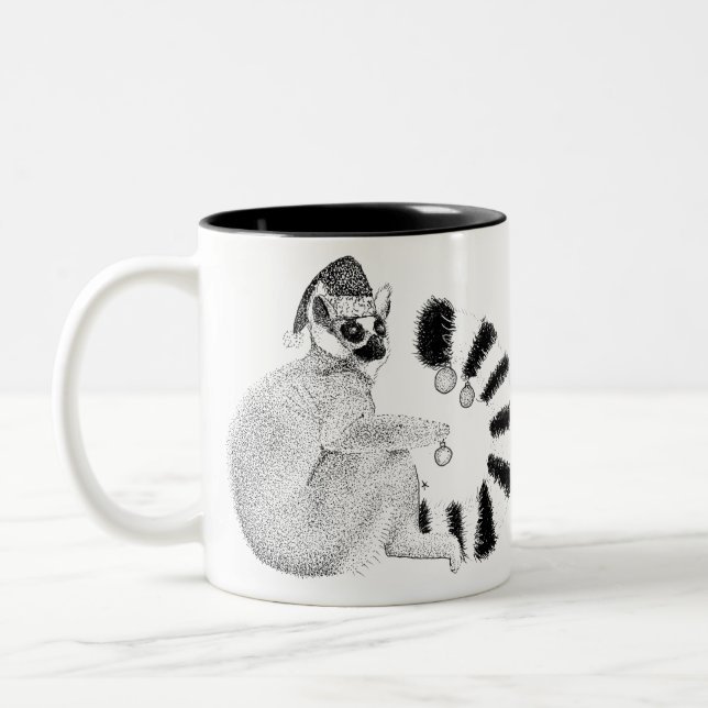 Tasse 2 Couleurs Lemur de Noël (Gauche)