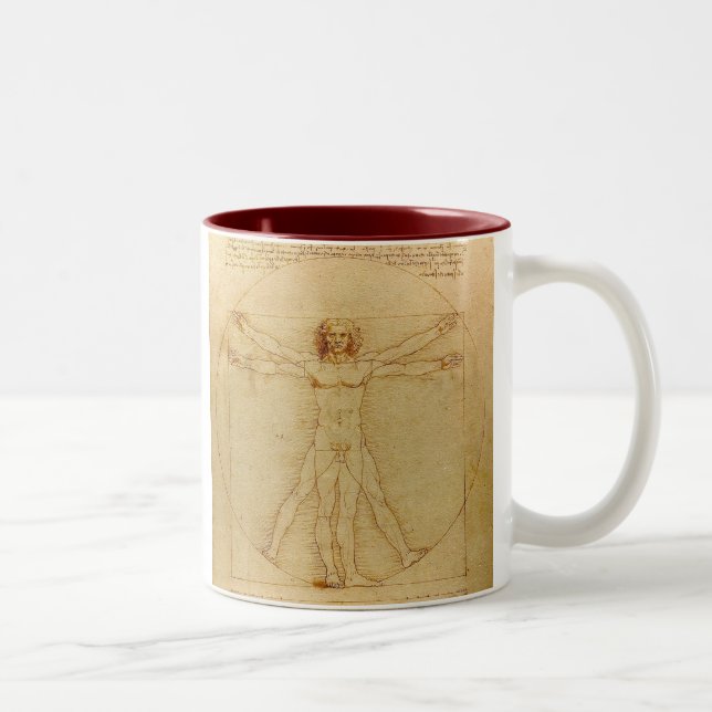 Tasse 2 Couleurs Leonardo da Vinci , Vitruvian Man (Droit)