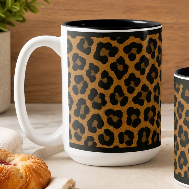 TASSE 2 COULEURS "LÉOPARD" 15 OZ. CAFETIÈRE BI-TON (Créateur téléchargé)