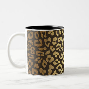 Tasse 2 Couleurs Leopard Cheetah Peau animale Imprimer Glam Or mode
