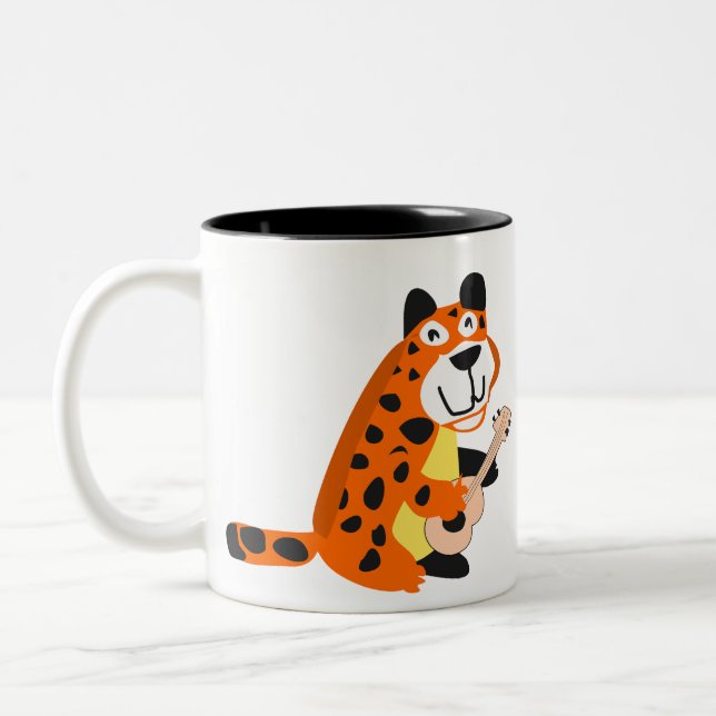Tasse 2 Couleurs Léopard jouant de la guitare (Gauche)