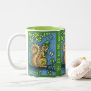 TASSE 2 COULEURS LEPRECHAUN IRISH SQUIRREL, ST. LA JOURNÉE DE PATRI