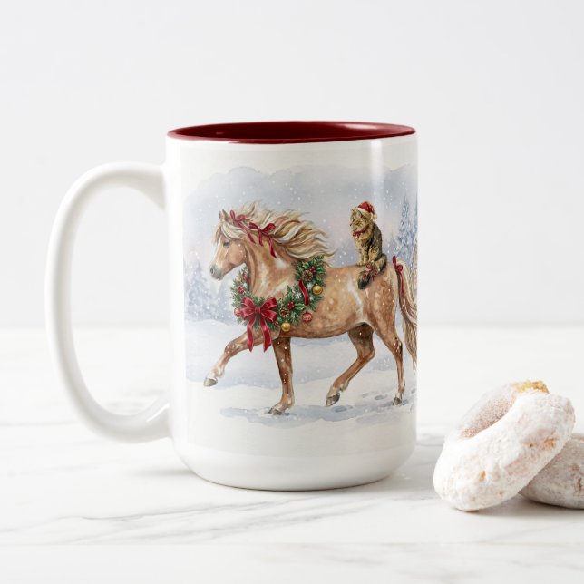 Tasse 2 Couleurs L'équipe de Noël - Maggie et Nari (Avec donut)