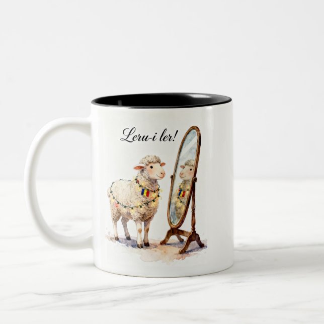 Tasse 2 Couleurs Leru-i Ler Sheep Gift - Romanian Diaspora Holiday (Gauche)