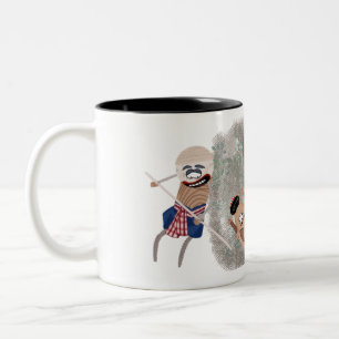 Tasse 2 Couleurs Les agriculteurs nourrissent les buffles avec du s