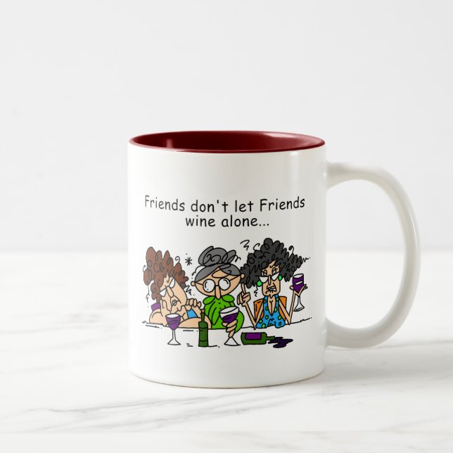 Tasse 2 Couleurs Les amis ne laissent pas seul le vin d'amis (Droit)