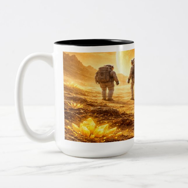 Tasse 2 Couleurs Les astronautes explorent la planète jaune (Gauche)