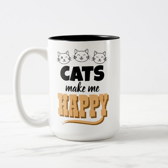 Tasse 2 Couleurs Les chats me rendent heureux (Gauche)