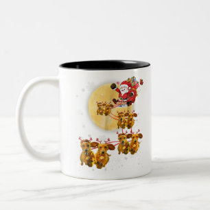 Tasse 2 Couleurs Les Chemises de Chien Dachshund, un renne de Noël