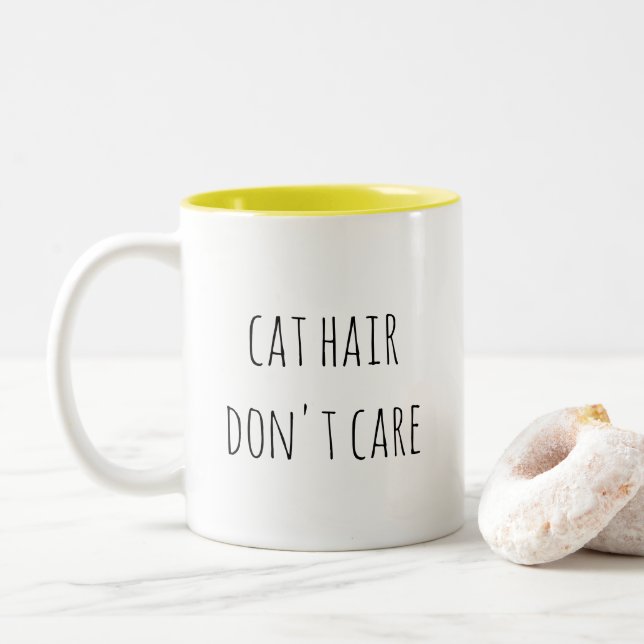 Tasse 2 Couleurs Les cheveux de chats se fichent d'un Humour amusan (Avec donut)