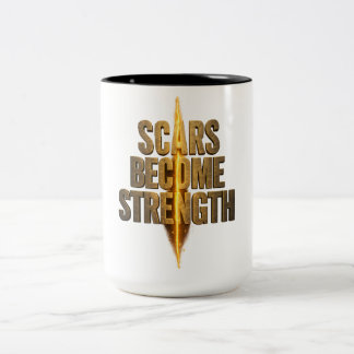 Tasse 2 Couleurs Les cicatrices deviennent une force Typographie mo
