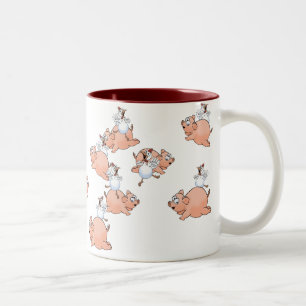 Tasse 2 Couleurs Les cochons et les poulets sautent.