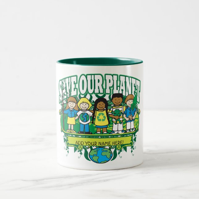 Tasse 2 Couleurs Les enfants faits sur commande de la terre, (Centre)