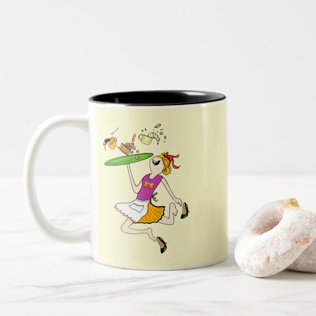 Tasse 2 Couleurs les femme de ménages et de services. (Avec donut)