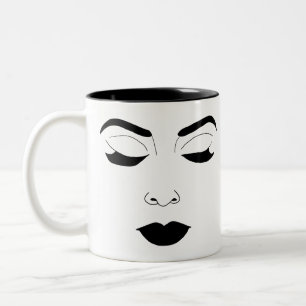 Tasse 2 Couleurs Les femmes face aux yeux fermés maquillage de beau