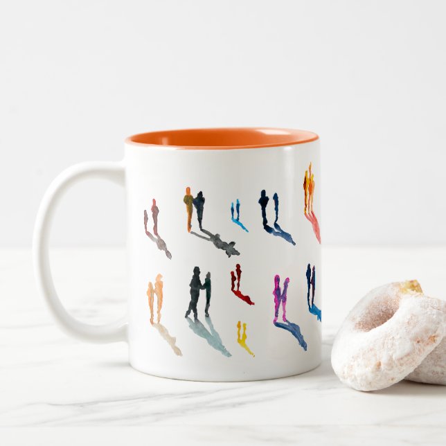 Tasse 2 Couleurs Les gens art aquarelle fine art (Avec donut)