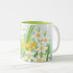 Tasse 2 Couleurs Les jonquilles jaunes et blanches au printemps