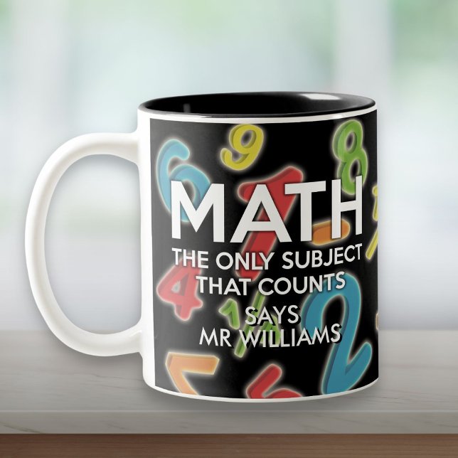 Tasse 2 Couleurs Les Maths Personnalisées Le Seul Sujet Qui Compte (Personalized Math The Only Subject That Counts Two-Tone Coffee Mug)