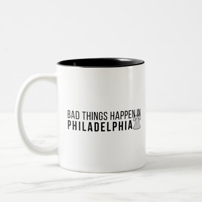 Tasse 2 Couleurs Les mauvaises choses se passent à Philadelphie : L (Gauche)