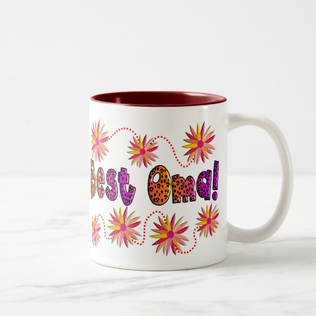 Tasse 2 Couleurs Les meilleures FLEURS ORANGES ROSES d'OMA (Droit)