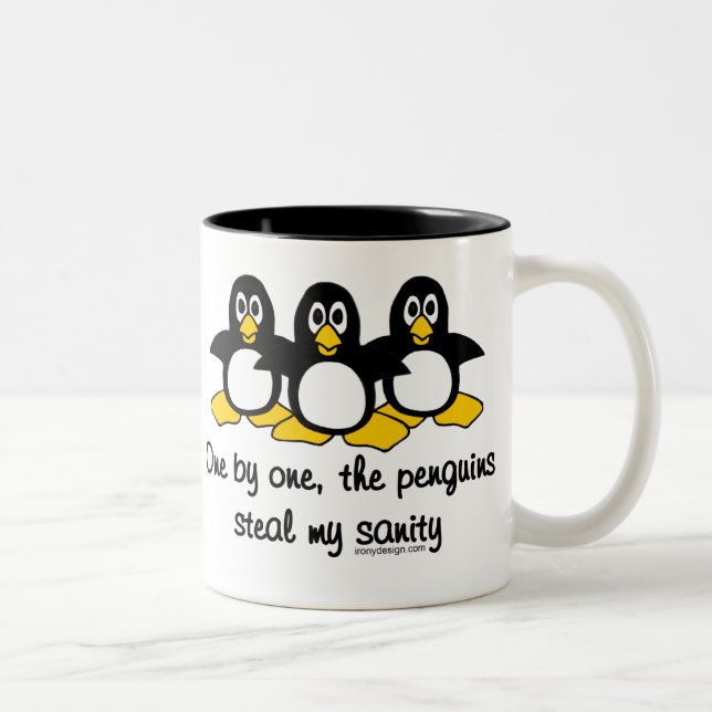Tasse 2 Couleurs Les pingouins volent ma santé d'esprit (Droit)
