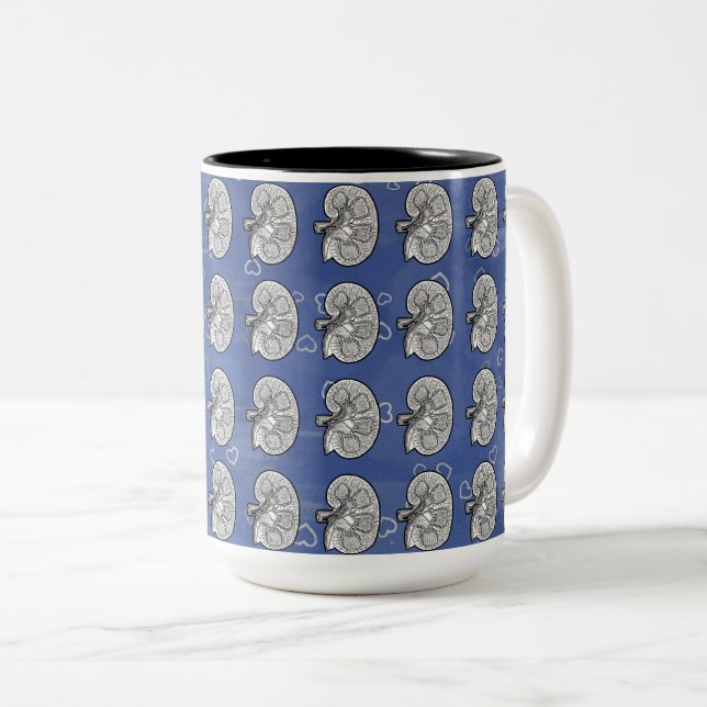 Tasse 2 Couleurs Les reins, bleus, (Devant droit)