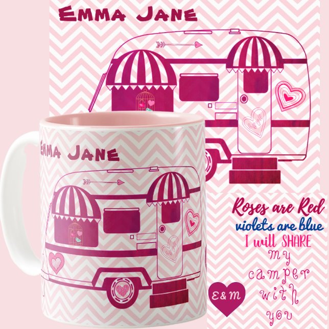 Tasse 2 Couleurs Les Roses de Camper Trailer sont la Saint Valentin (Créateur téléchargé)