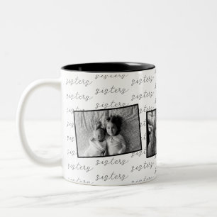 Tasse 2 Couleurs Les soeurs photos personnalisées en noir et blanc