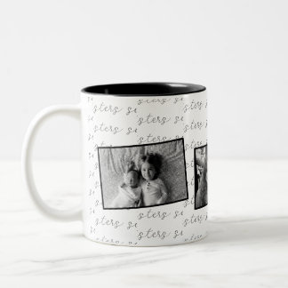 Tasse 2 Couleurs Les soeurs photos personnalisées en noir et blanc