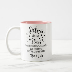 TASSE 2 COULEURS LES SOEURS SONT COMME DES ÉTOILES QUE VOUS NE LES 