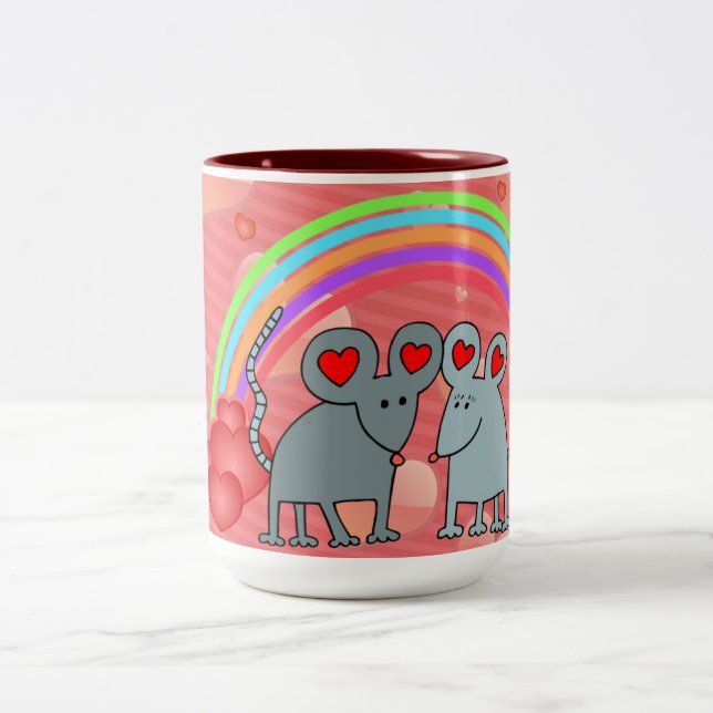Tasse 2 Couleurs Les souris en amour Valentines (Centre)