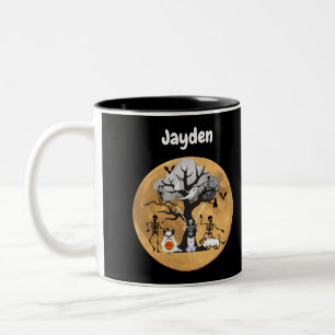 Tasse 2 Couleurs Les squelettes marchent leurs chiens en costumes