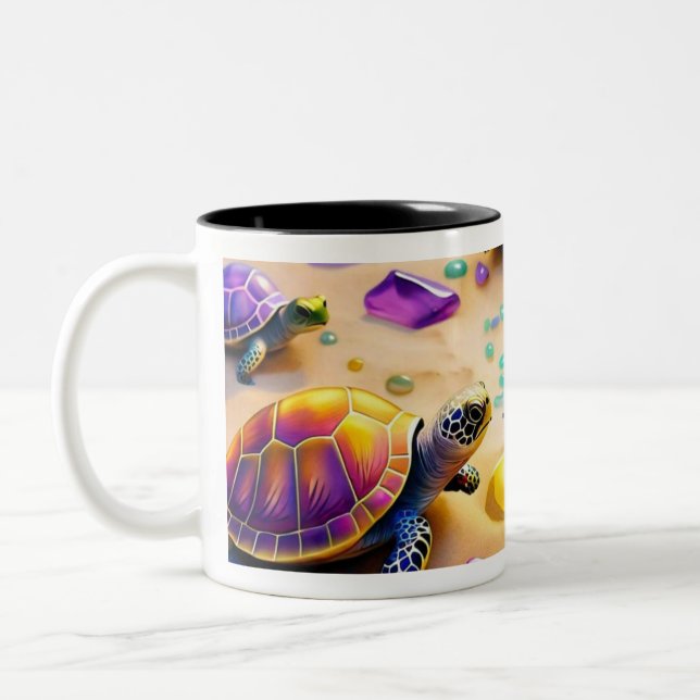 Tasse 2 Couleurs "Les tortues au paradis" (Gauche)