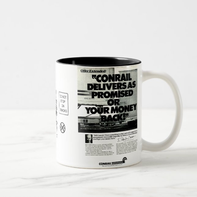 Tasse 2 Couleurs Les trains de Conrail livrent comme promis 1984 (Droit)