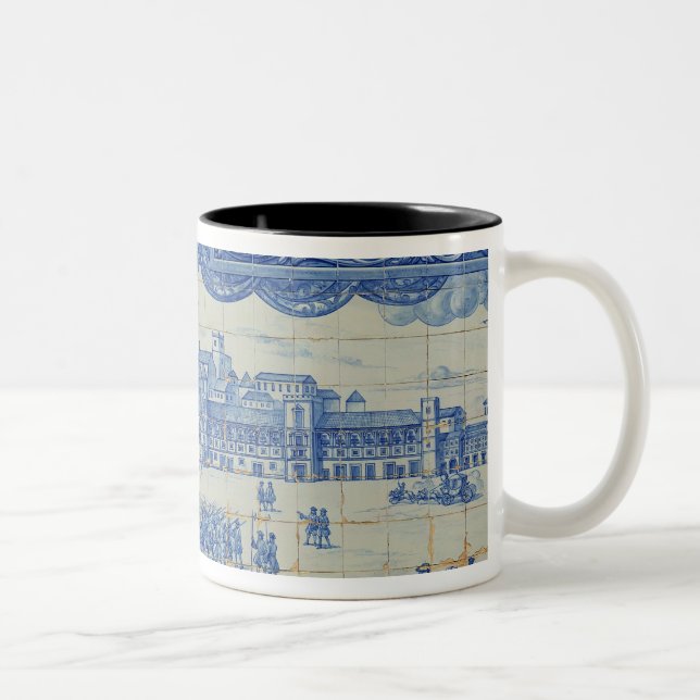 Tasse 2 Couleurs Les tuiles d'Azulejos dépeignant le Praca font (Droit)