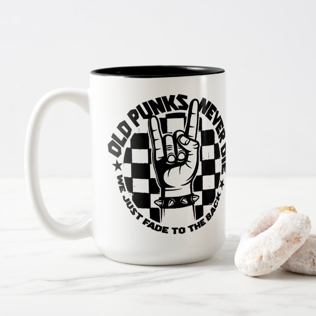 Tasse 2 Couleurs Les vieux PUNKS ne meurent jamais légende de (Avec donut)