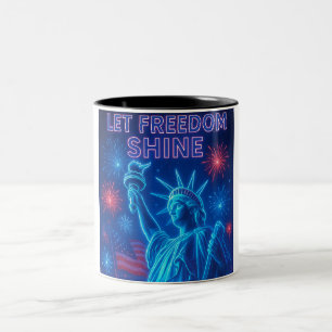 Tasse 2 Couleurs Let Freedom Shine - Statue de la Liberté et feux d