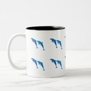 TASSE 2 COULEURS L'ÉTÉ, DES DOLPHINS GRIS ET BLEU FUNNY