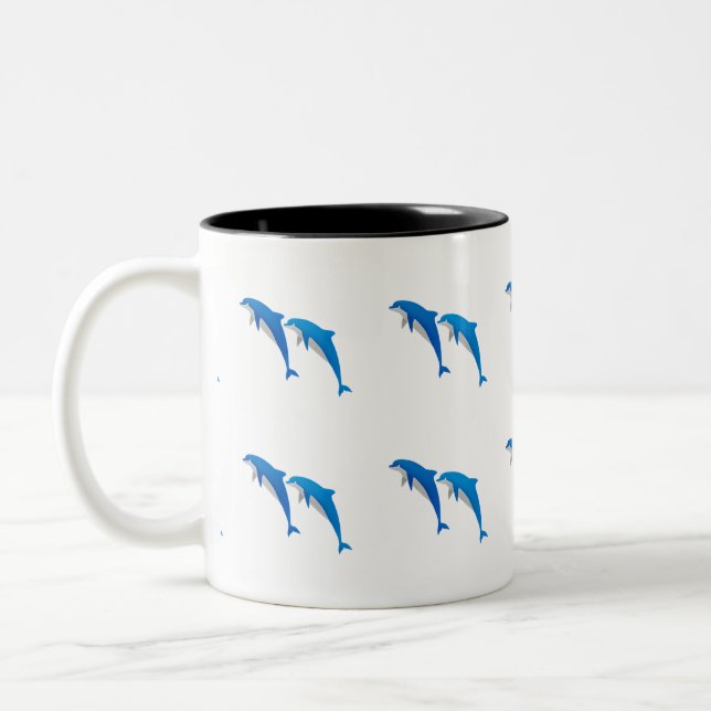 TASSE 2 COULEURS L'ÉTÉ, DES DOLPHINS GRIS ET BLEU FUNNY (Gauche)