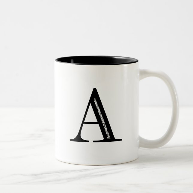 Tasse 2 Couleurs Lettre A - noir de damassé (Droit)